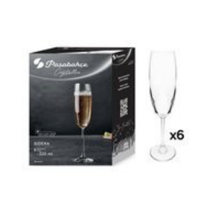 JOGO 6TACAS PARA CHAMPAGNE SIDERA CRISTAL220ML PSB