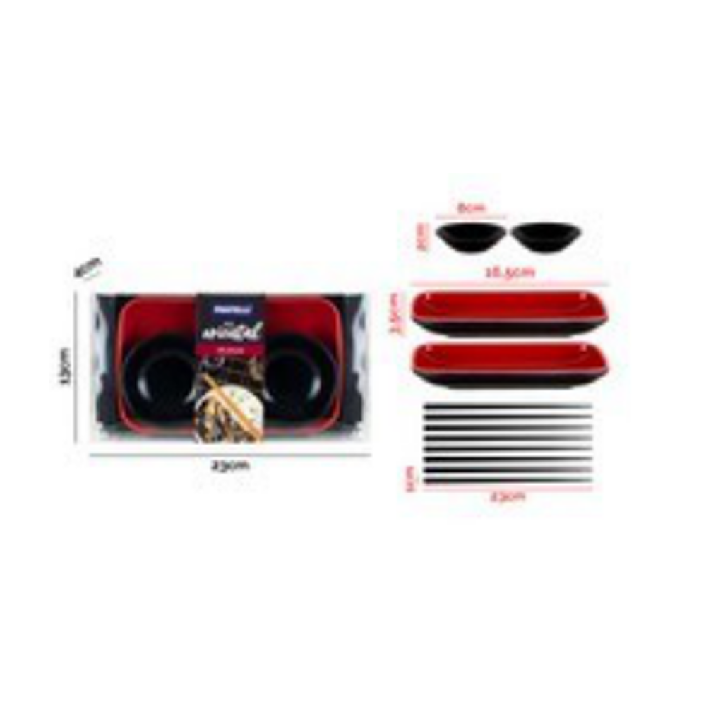KIT ORIENTAL 8PCS PRETO E VERMELHO