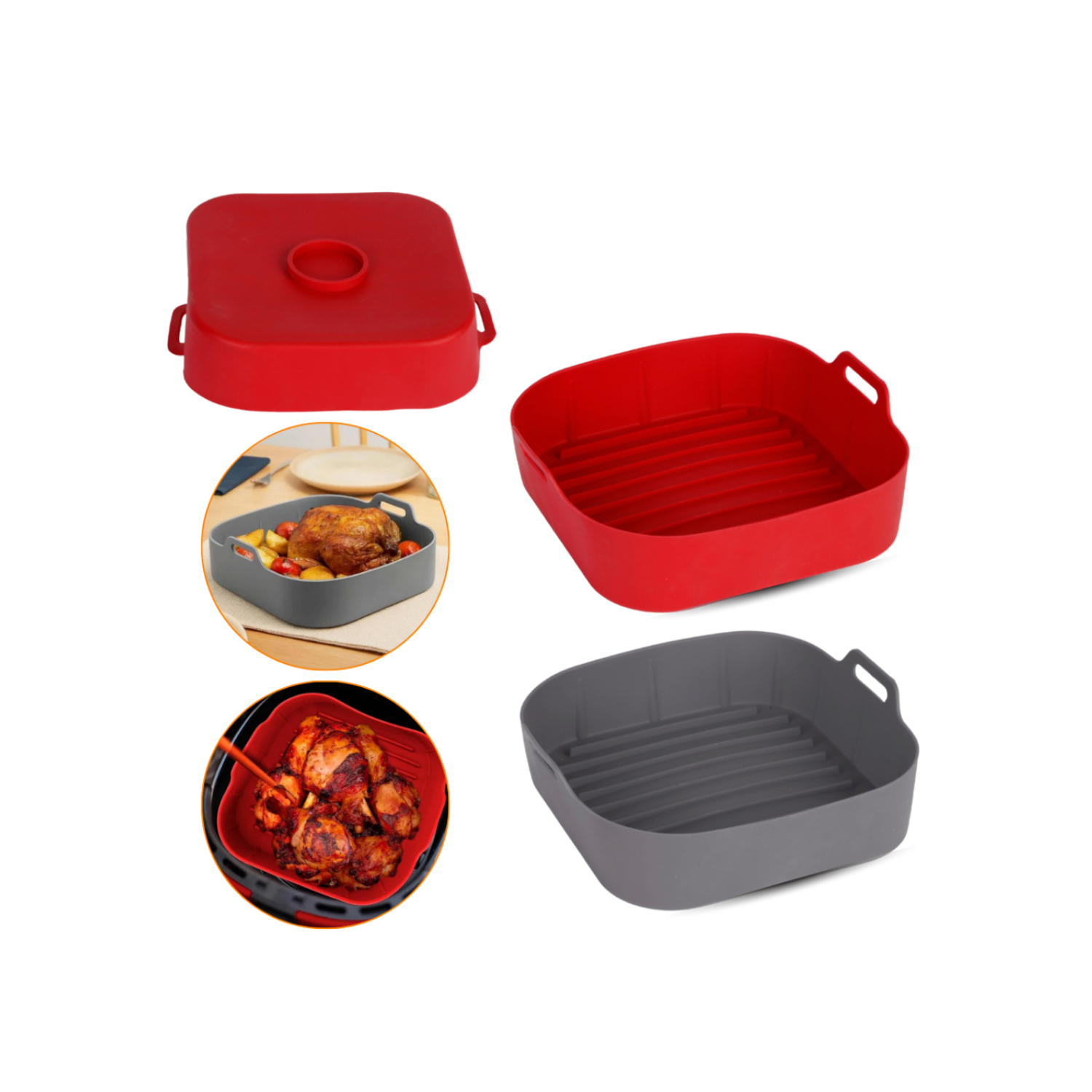 Cesta Quadrada Grossa para Airfryer 20 cm