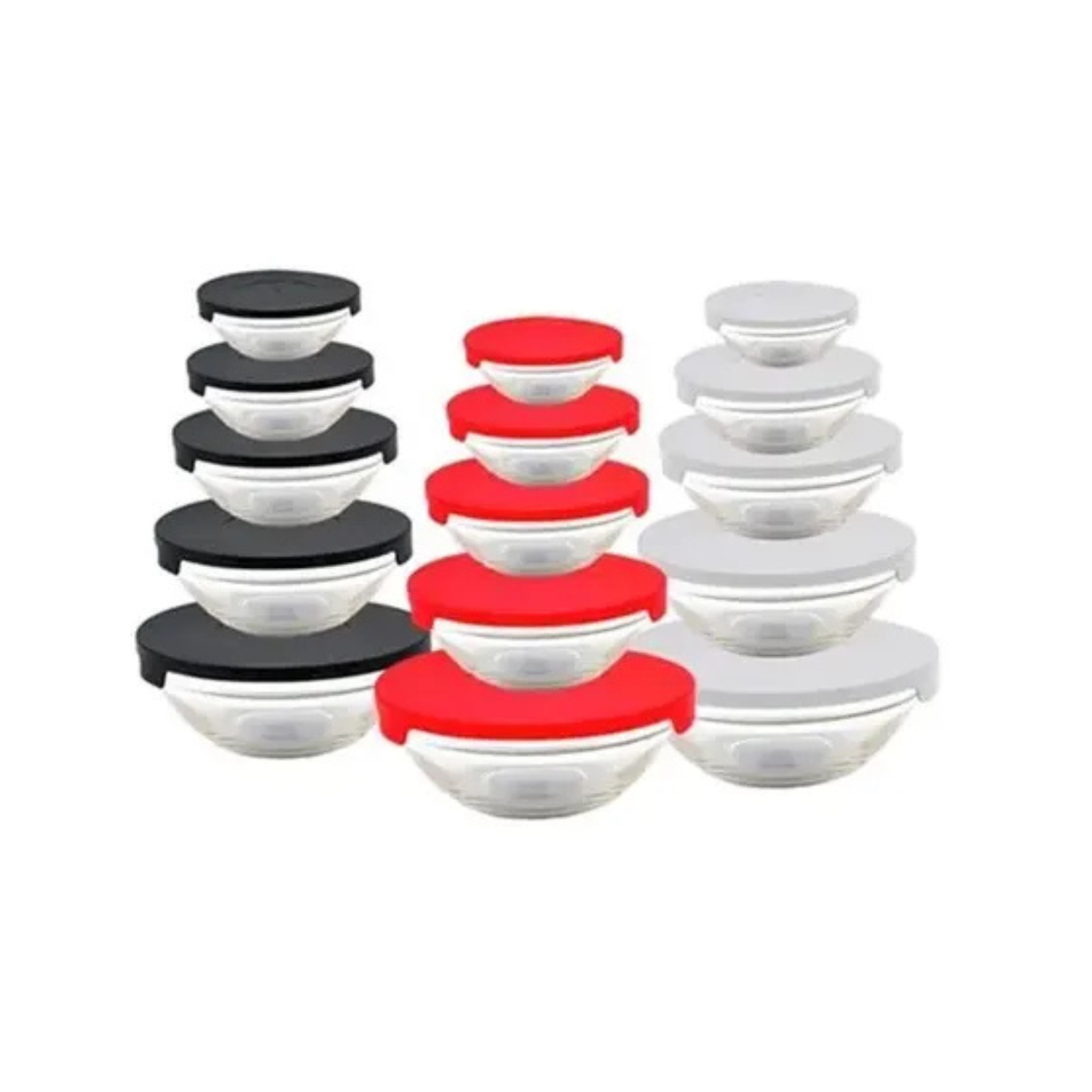 Kit Potes de Vidro com Tampa 5 Peças 145/235/370/500/900 ML