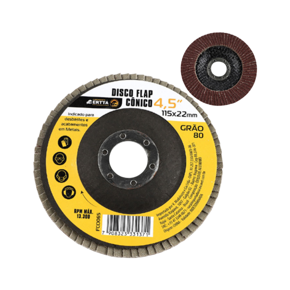 DISCO FLAP DESBASTE 4,5" GRAO 80