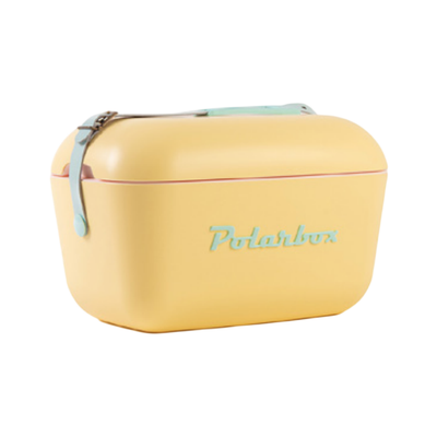 COOLER 12 LITROS AMARELO ALÇA VERDE ÁGUA